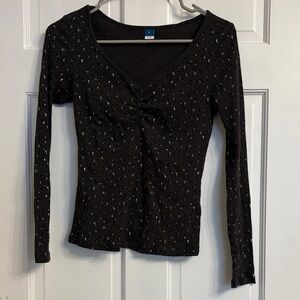 Old Navy Black Long Sleeve Top with White Speckles